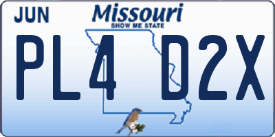 MO license plate PL4D2X