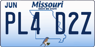 MO license plate PL4D2Z