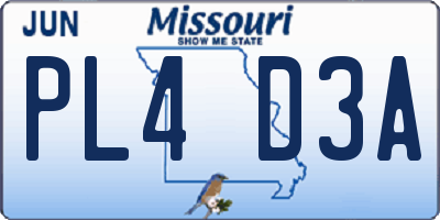 MO license plate PL4D3A