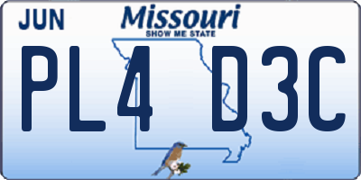 MO license plate PL4D3C