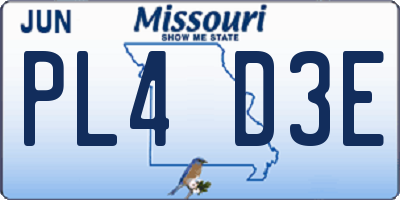 MO license plate PL4D3E