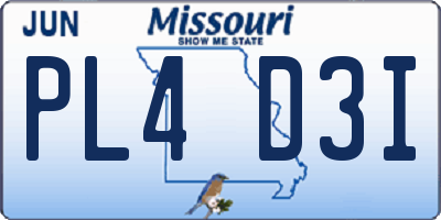 MO license plate PL4D3I