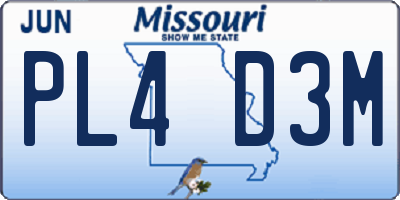MO license plate PL4D3M