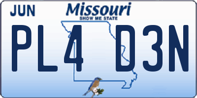 MO license plate PL4D3N