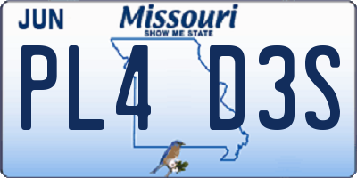 MO license plate PL4D3S