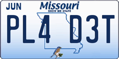 MO license plate PL4D3T