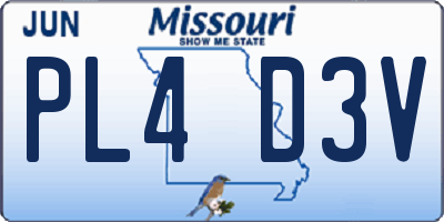 MO license plate PL4D3V