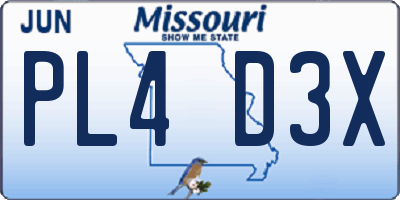 MO license plate PL4D3X