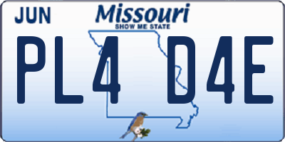 MO license plate PL4D4E