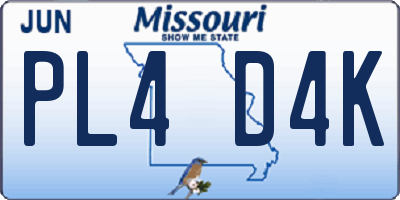 MO license plate PL4D4K