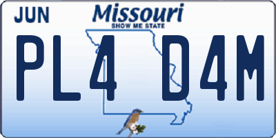 MO license plate PL4D4M