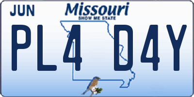 MO license plate PL4D4Y