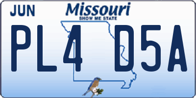 MO license plate PL4D5A