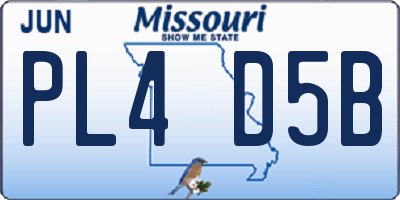 MO license plate PL4D5B