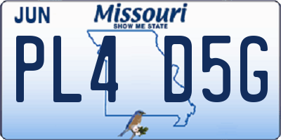 MO license plate PL4D5G
