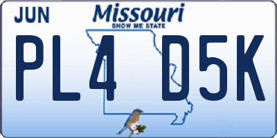 MO license plate PL4D5K