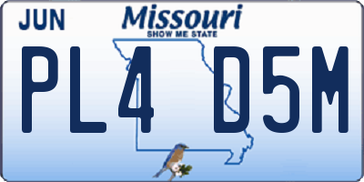MO license plate PL4D5M