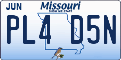 MO license plate PL4D5N