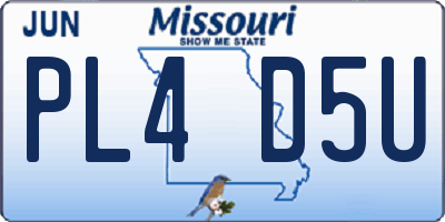 MO license plate PL4D5U