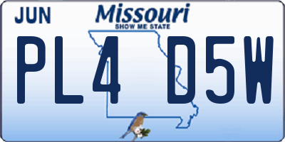MO license plate PL4D5W