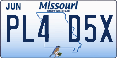 MO license plate PL4D5X