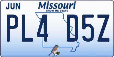 MO license plate PL4D5Z