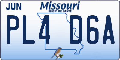 MO license plate PL4D6A