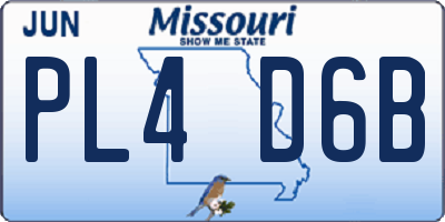 MO license plate PL4D6B