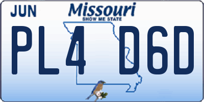 MO license plate PL4D6D