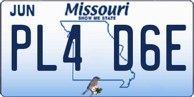 MO license plate PL4D6E