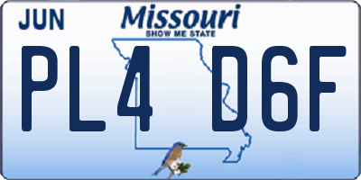 MO license plate PL4D6F