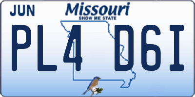 MO license plate PL4D6I