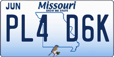 MO license plate PL4D6K