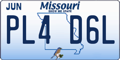 MO license plate PL4D6L