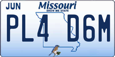 MO license plate PL4D6M