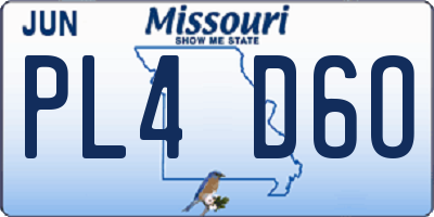 MO license plate PL4D6O