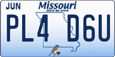 MO license plate PL4D6U