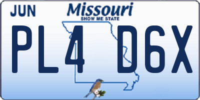 MO license plate PL4D6X