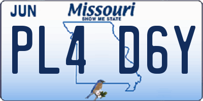 MO license plate PL4D6Y
