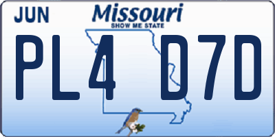 MO license plate PL4D7D