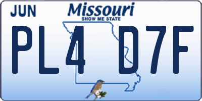 MO license plate PL4D7F