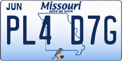 MO license plate PL4D7G