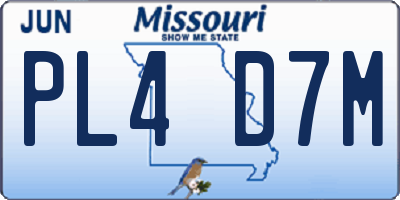 MO license plate PL4D7M