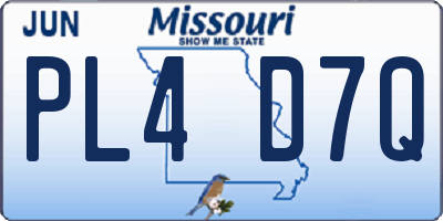 MO license plate PL4D7Q