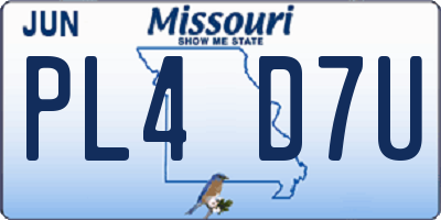 MO license plate PL4D7U