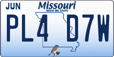 MO license plate PL4D7W