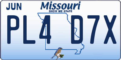 MO license plate PL4D7X