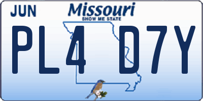 MO license plate PL4D7Y