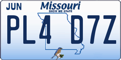 MO license plate PL4D7Z