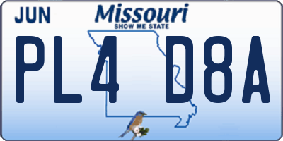 MO license plate PL4D8A